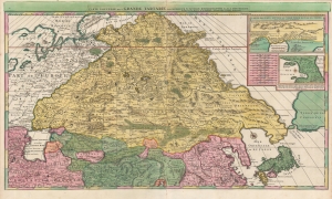 1696 Mortier Map of Siberia, Central Asia, China, Korea and Japan
