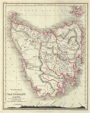 1860 Dower Map of Tasmania or Van Diemen's Land