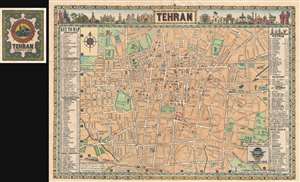 1958 Sahab Pictorial Map of Tehran, Iran