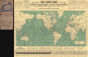 1944 Locher Map of the World Illustrating Great Circle Distances for Air Travel