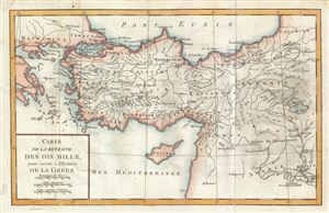 1770 Delisle de Sales Map of the Retreat of the Ten Thousand Greeks