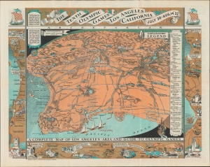 1932 Atwood Pictorial Map of Los Angeles for the Olympic Games