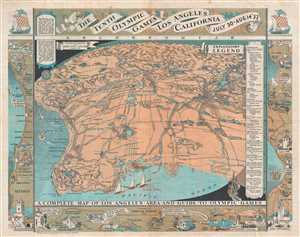 1932 Atwood Pictorial Map of Los Angeles for the Olympic Games