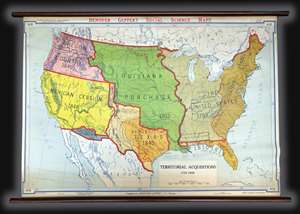 1940 Denoyer-Geppert Wall Map of Land Purchases by the United States
