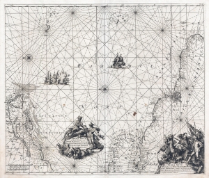 1715 Renard Map of the West Atlantic, New York to Guiana