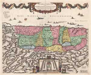 1670 De Wit Map of Israel, Palestine, or the Holy Land