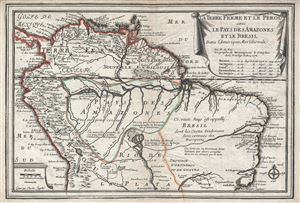 1702 De Fer Map of Northern South America (Brazil, Peru, Columbia, Venezuela)