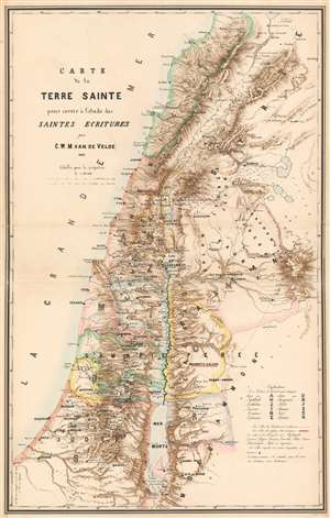 1865 Van de Velde Wall Map of the Holyland / Israel / Palestine