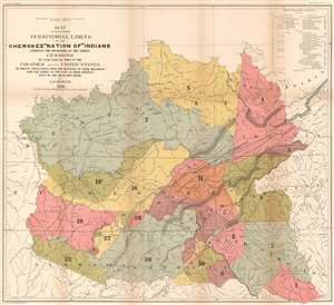 1884 Royce Map of Former Cherokee Land in the Middle United States