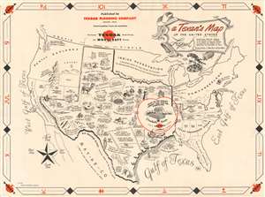 1949 Oliver Pictorial Map of the United States from a Texan's Point of View