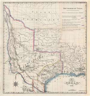 1841 Day and Haghe Map of the Republic of Texas (Illustrating Conflicting Borders)