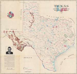 1954 Texas General Land Office and Eltea Armstrong Map of Texas