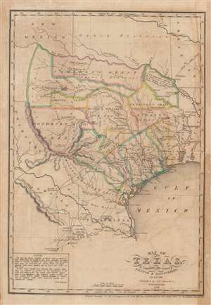 1836 James / Lee Map of the Republic of Texas in the Year it was Founded