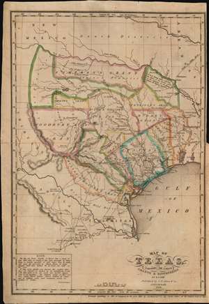 1836 James / Lee Map of the Republic of Texas in the Year it was Founded