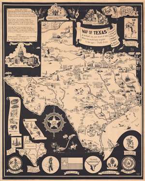 1934 McKenzie / Godwin Pictorial Map of Texas