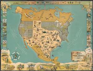1948 Randolph and Storm Pictorial Map of Texas Dominating North America