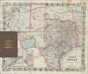 1870 Colton Pocket Map of Texas