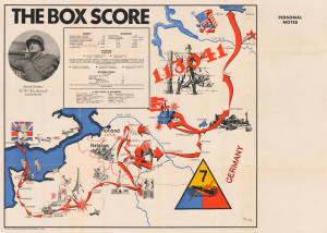 1945 Lerman Pictorial WWII Route Map of the 7th Armored Division in Europe