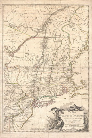 1777 Brion de La Tour Map of New York and New England (Revolutionary War)