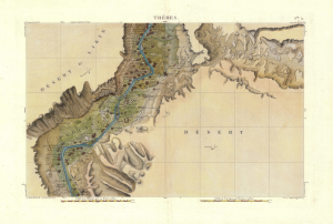 1817 Jacotin Napoleonic Era Map of the Nile Valley near Thebes / Luxor, Egypt