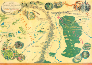 1971 Baynes Map of the Hobbit Bilbo's Journey through Eriador and Rhovanion (First Trade Printing)