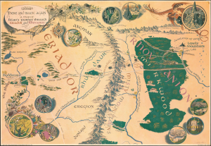 1971 Baynes Map of the Hobbit Bilbo's Journey through Eriador and Rhovanion