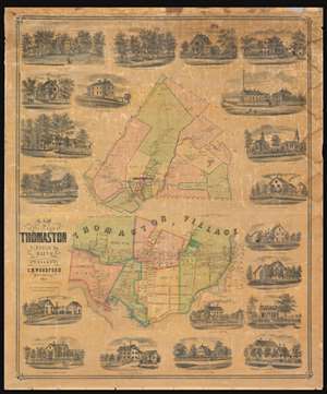 1855 Osborne Wall Map of Thomaston, Maine