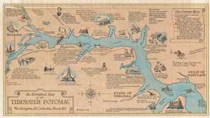 1946 Tilp Pictorial Map of the Potomac from Washington, D.C. to Maryland