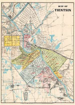 1928 Peiyang Press City Plan or Map of Tientsin (Tianjin), China