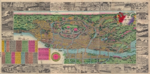 1880 Meiji 13 Inoue Mohei View / Map of Tokyo, Japan