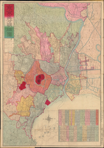 1880 Naoha Shuhei Plan or Map of Tokyo, Japan