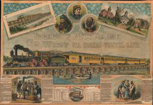 1877 Chromolithograph of the Toledo - Ann Arbor Railroad
