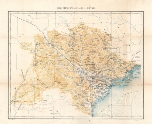 1889 French Bureau Topographique Map of Tonkin, Vietnam, Indochina