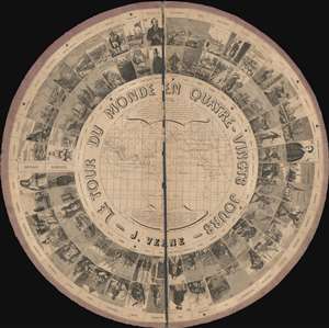 1875 Hetzel Board Game Map of Jules Verne's 'Around the World in 80 Days'