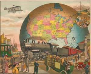 1910 Yates / Felthousen Railroad Chromolithograph - American Transportation