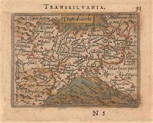 1595 Ortelius Epitome Map of Transsylvania (old color)