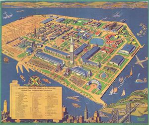 1940 Taylor View Map of Treasure Island, San Francisco (Golden Gate International Exposition)
