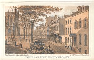 1862 Valentine View of Trinity Church (Financial District), New York City