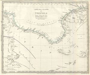 1837 S.D.U.K. Map of Tripoli, Libya on the Barbary Coast, Northern Africa