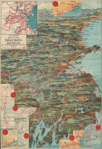 1904 Lane Trolley Map and View of New England - 1st Edition