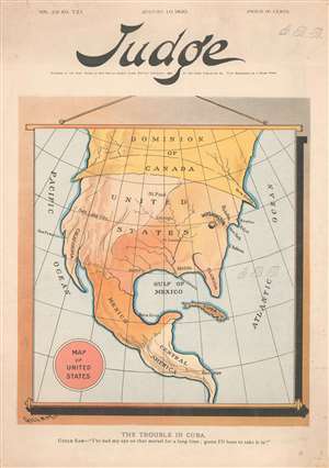 1895 Gillam Pictorial Cartoon Map of North America as Uncle Sam