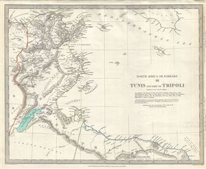 1836 S.D.U.K. Map of Tunisia and Tripoli, Barbary Coast, Northern Africa