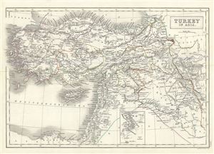 1844 Black Map of Turkey in Asia