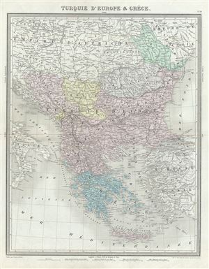 1874 Tardieu Map of Greece and the Balkans