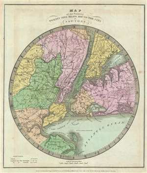 1835 Burr Map of New York City and Vicinity (25 miles around)