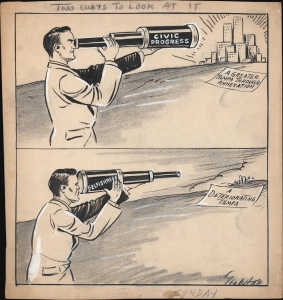 1947 White Political Cartoon in Favor of Tampa Annexation Referendum