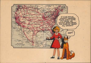 1930 Harold Gray Little Orphan Annie Christmas Card Map of the United States