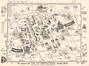1945 Hemphill's Book Stores Map of the University of Texas Campus in Austin