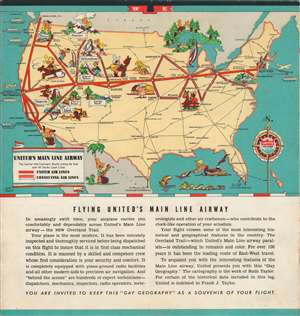 1938 Ruth Taylor United Airlines Brochure, Pictorial Map of the United States