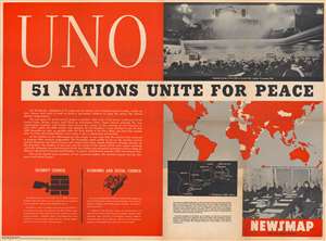 1946 Army Information Branch Newsmap of the World and the Nascent United Nations